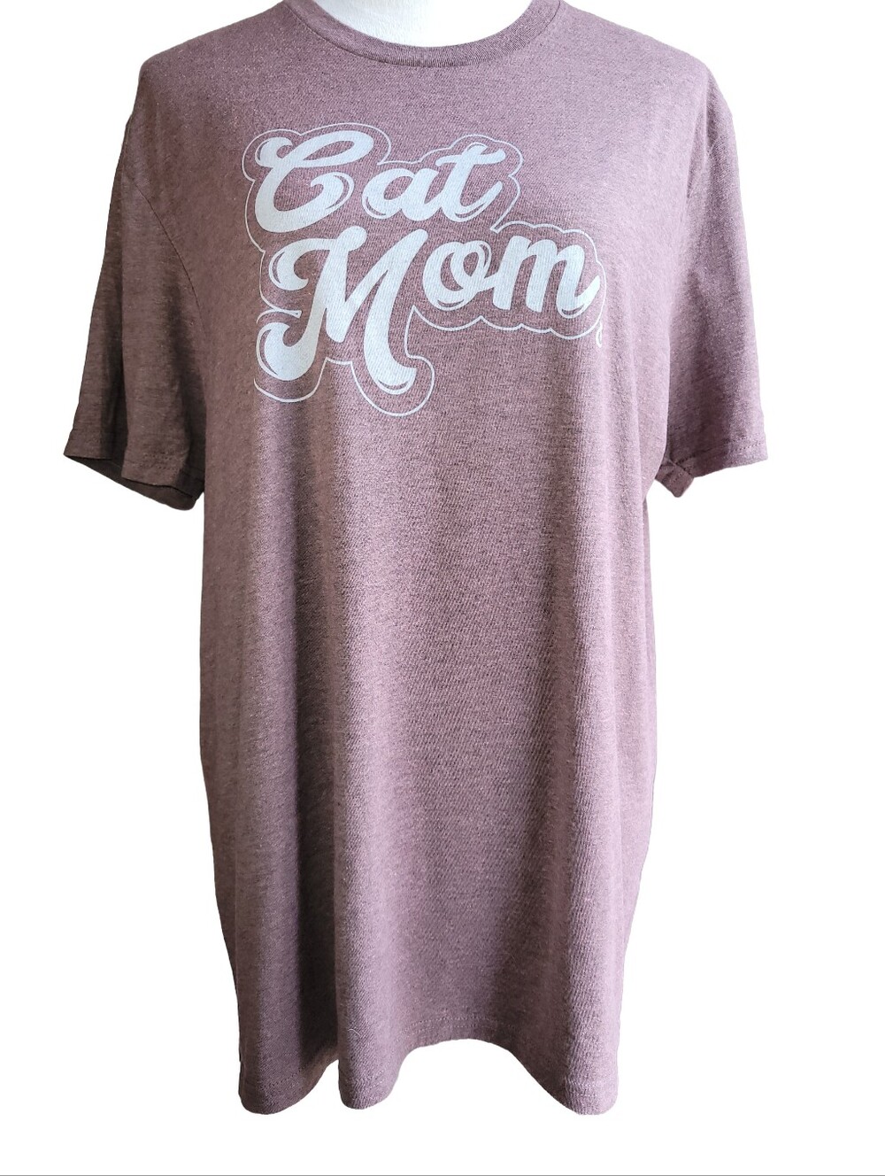 Women's Cat Lady Purple "Cat Mom" T-shirt Unisex Large